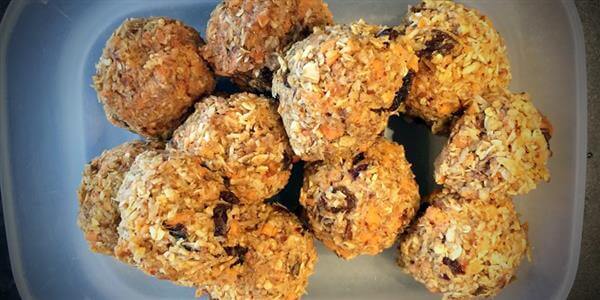 Carrot, coconut and raisin bites